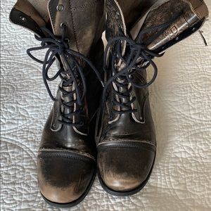 Distressed combat boots